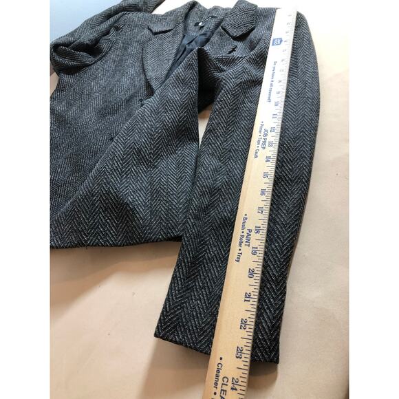 Larry Levine Blazer Womens Size 10 Gray Black Herringbone Lined Career Jacket - Picture 10 of 10